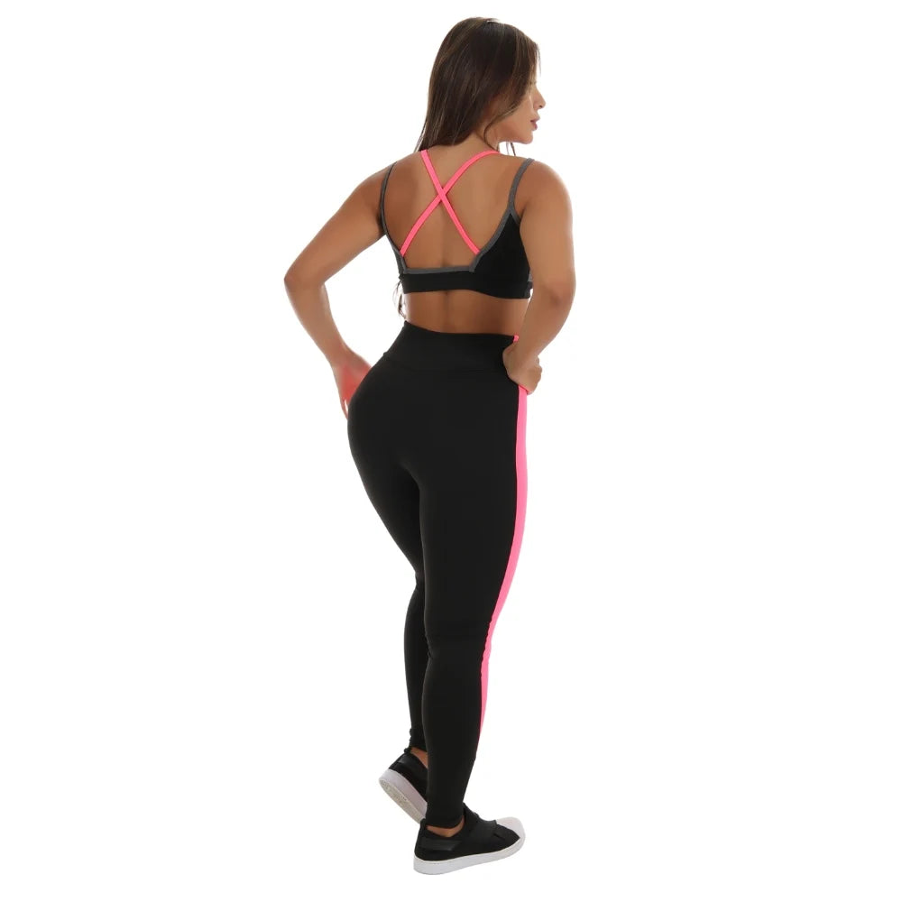 Conjunto Detalhe Em Neon (Calça + Top C/Bojo)