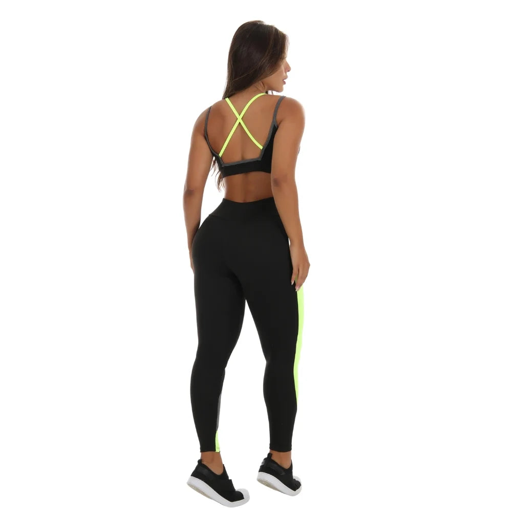 Conjunto Detalhe Em Neon (Calça + Top C/Bojo)