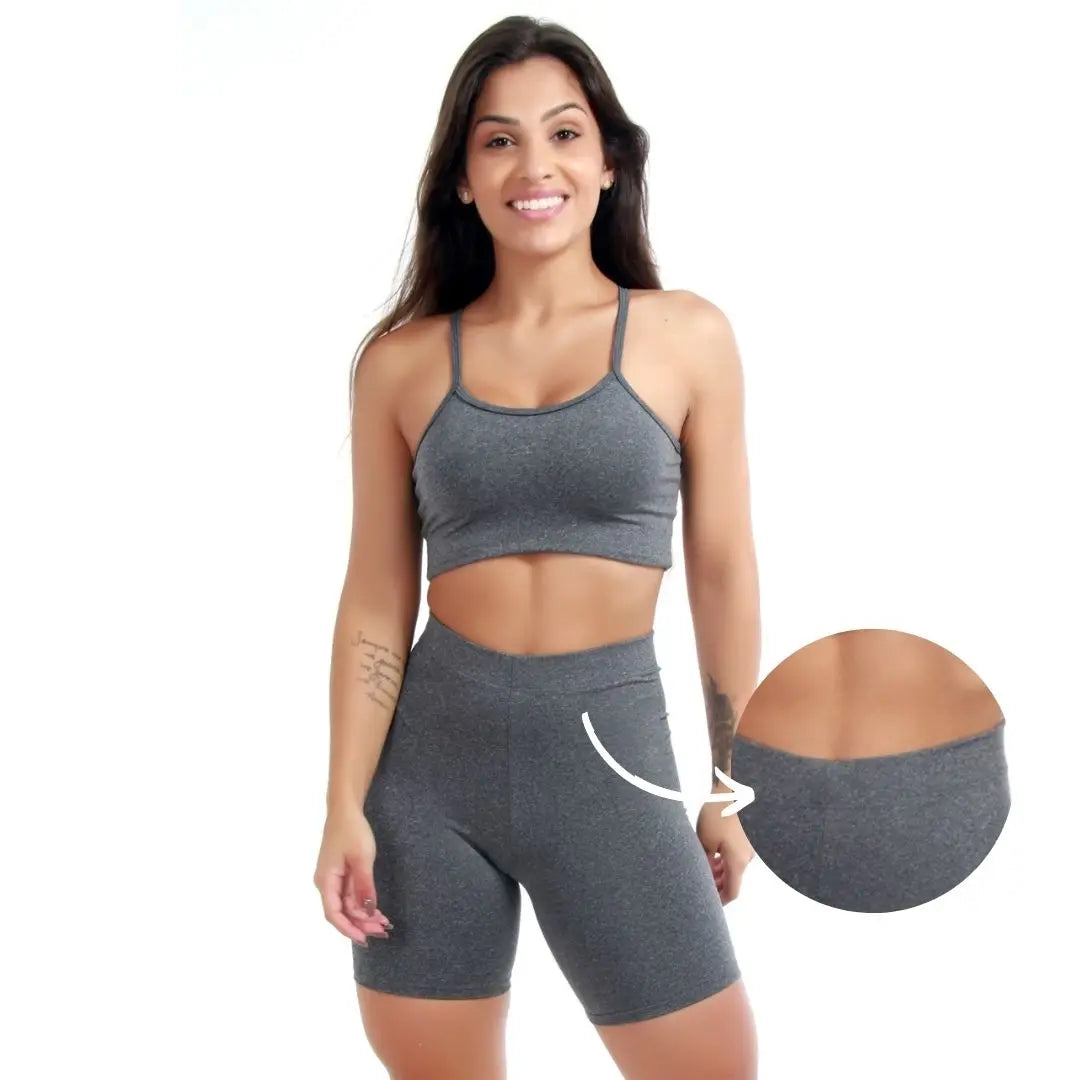 Conjunto fitness Basic com elástico embutido (shorts + top)