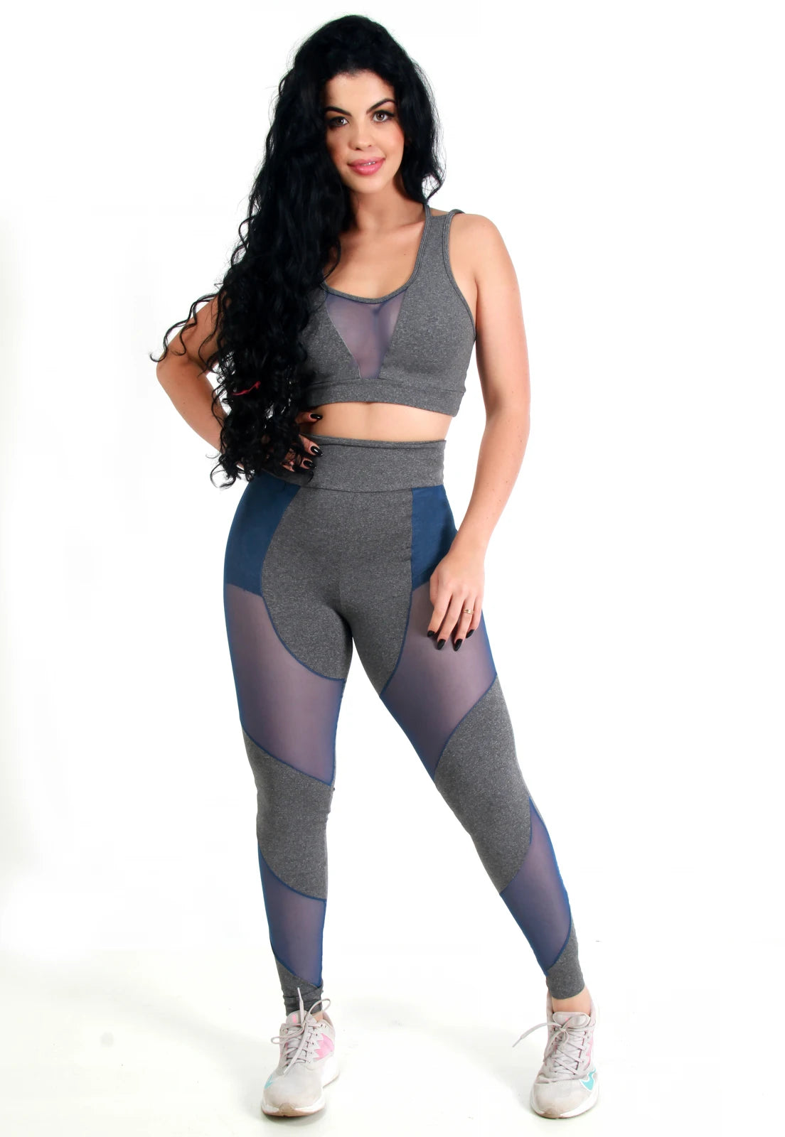 Conjunto Fitness com Tule – Legging + Top