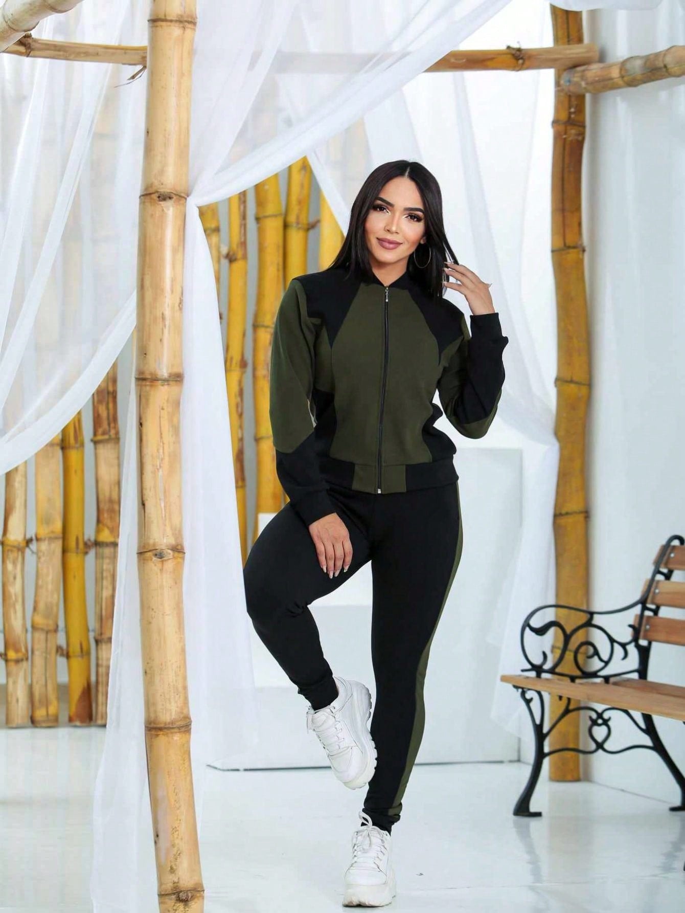 Conjunto Feminino de inverno malha crepe