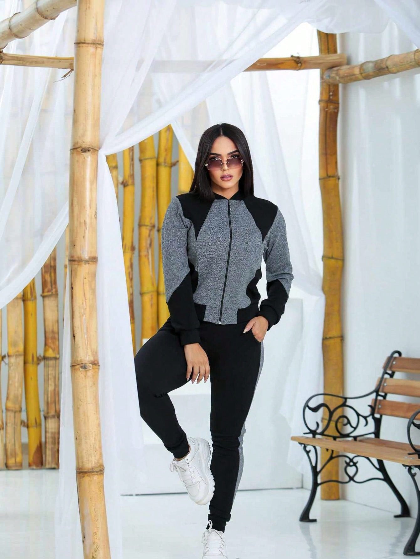 Conjunto Feminino de inverno malha crepe