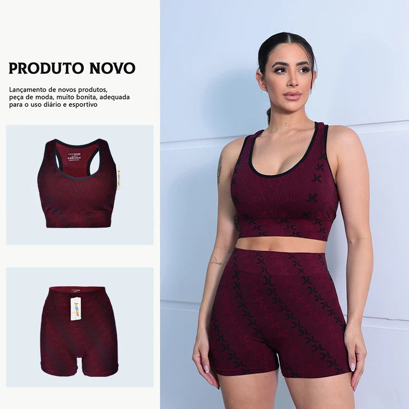 Conjunto feminino , Sem Costura, Estampa de Letras, Elegante, Curta, Cintura