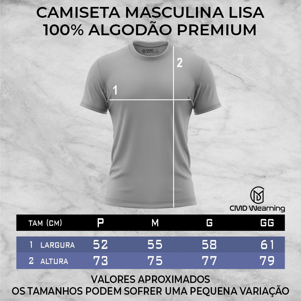 CAMISETA MASCULINA ESTAMPADA 100% ALGODÃO PREMIUM
