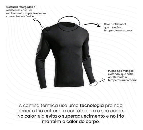 Camiseta Térmica Masculina Manga Longa Tecido Gelado Uv 50+