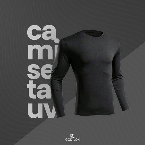 Camiseta Térmica Masculina Manga Longa Tecido Gelado Uv 50+