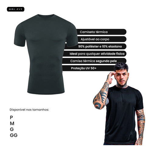 Camiseta Térmica Masculina Manga Longa Tecido Gelado Uv 50+
